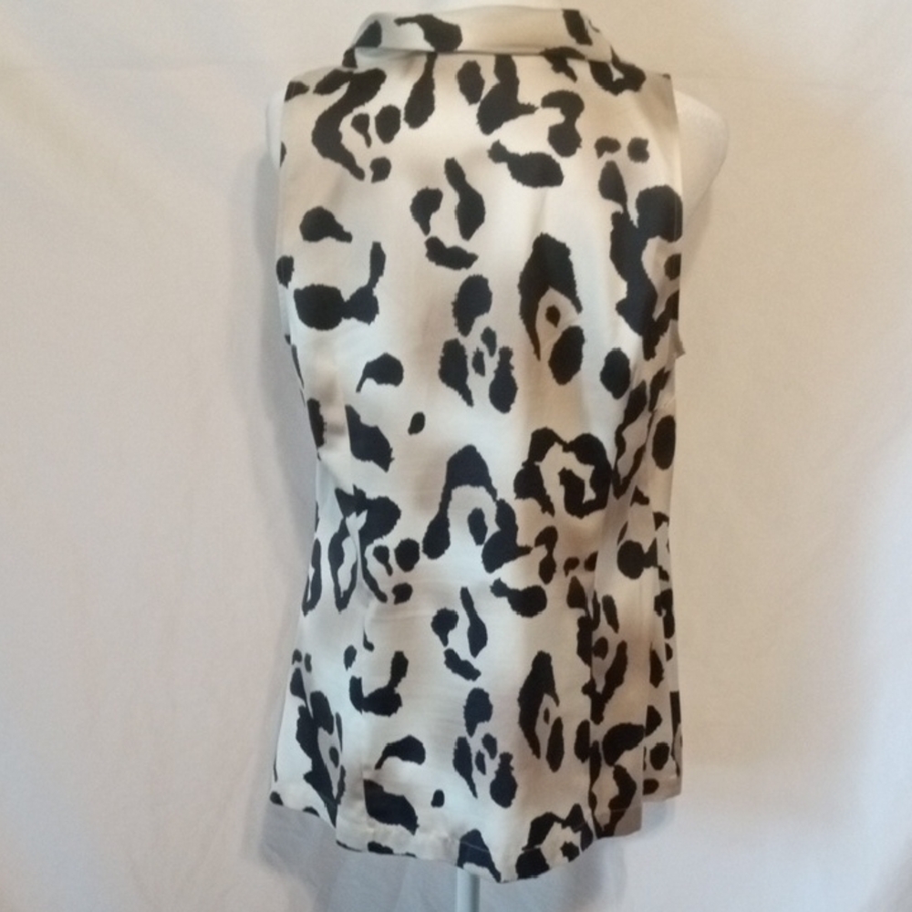 Ann Taylor Black and Cream Cowl Neck  Leopard Print Blouse - Picture 4 of 6